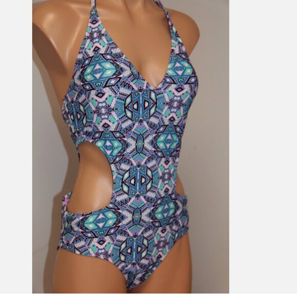 NWT Jessica Simpson Swimsuit 1 one piece Sz M Lt Petal Monokini - Picture 1 of 5